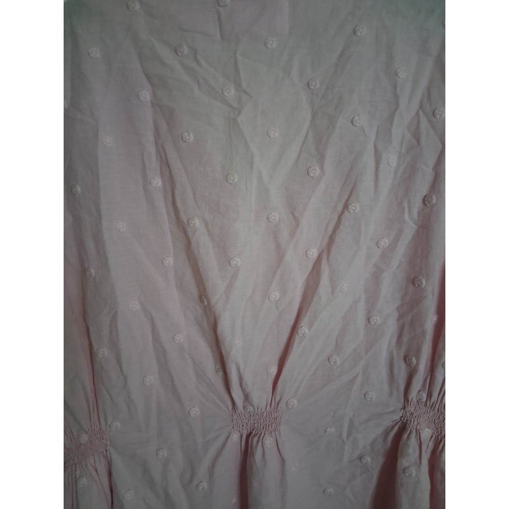 Dear John Pink Eyelet Lace Swiss Dot Cotton V-Neck Peplum Blouse Top XL - Picture 6 of 8